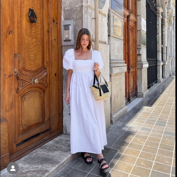 ZARA * BLOGGERS FAVORITE DRAPED POPLIN DRESS White Midi Maxi - Picture 6 of 16